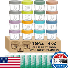 16 pcak Glass Baby Food Storage Containers  10 Pack Reusable Baby Food Pouches