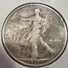 1917 D WALKING LIBERTY SILVER HALF DOLLAR MINT MARK OBVERSE RIM DAMAGE 022418