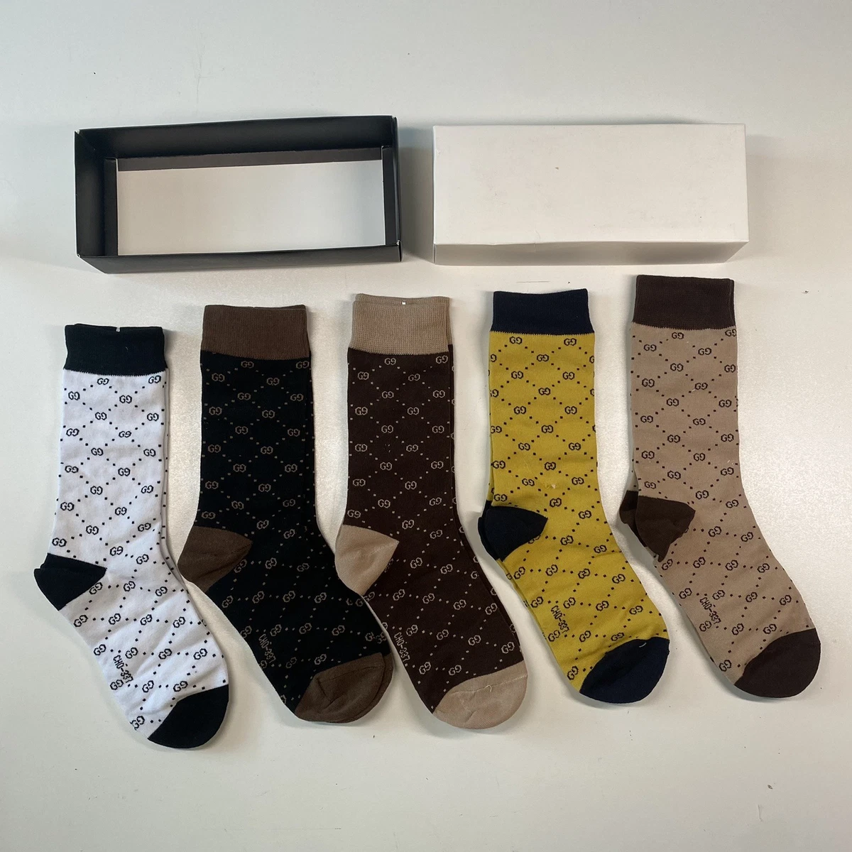GUCCI Calcetines Multicolor Media Pantorrilla 5 Pares Conjunto En Caja Unisex Nuevo Antiguo Stock