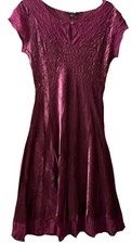 Vtg Dress Barn Crushed Satin Midi Dress Whimsy Goth Dark Fairy Purple Women’s L