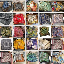 Women's 100% Silk Scarf Fashion 27" Square Scarf Vintage Neckerchief Bandana