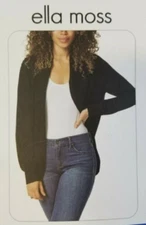 ELLA MOSS WOMEN'S CARDIGAN LIGHTWEIGHT SWEATER (BLACK,SMALL) NWOT