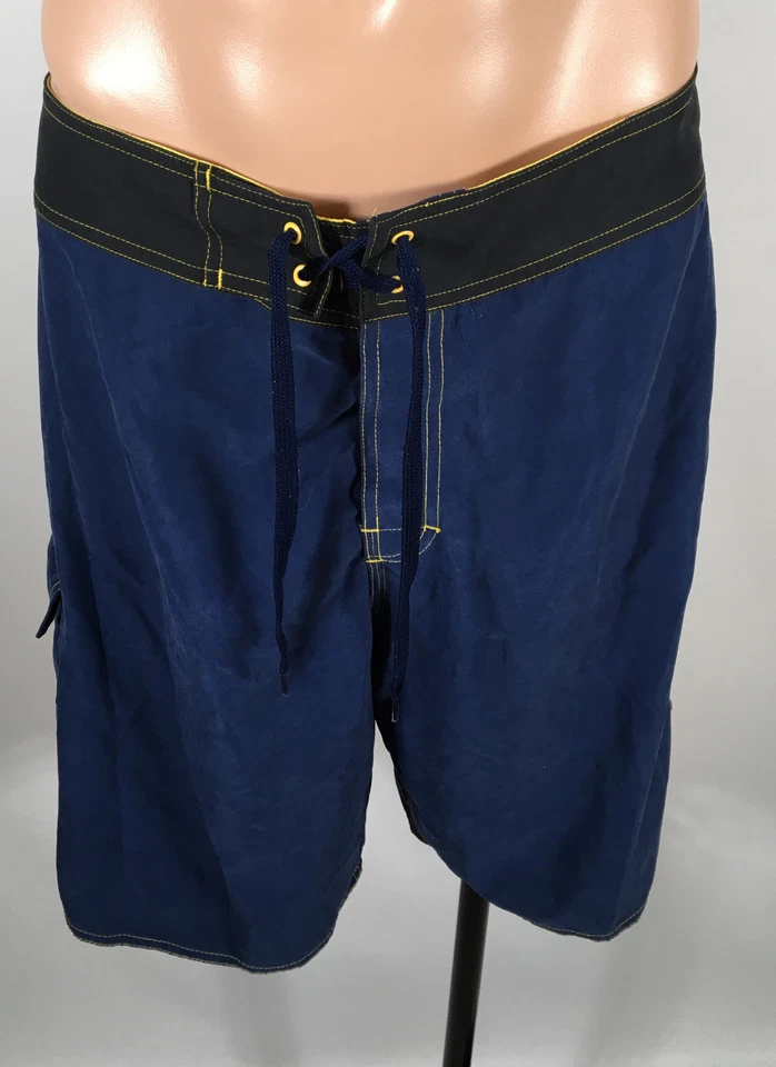 Pantalones Cortos De Colección Años 90 Y2k Azul Marino Amarillo Floral Quiksilver Carga Para Hombre 38 Foto 4 de 4