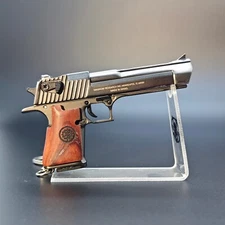 Gun Keychain with Wood Handle,Mini Desert Eagle Keychain Metal Pistol Keychain
