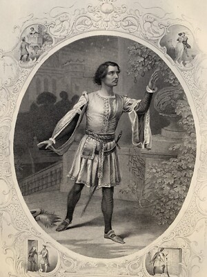 1859 Orig Engraving Of Romeo From   Complete Works Of Shakespeare  