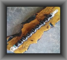 HUGE 9" ROSEWOOD WAND WITH QUARTZ CRYSTAL POINT AND STERLING SILVER WIRE WRAP