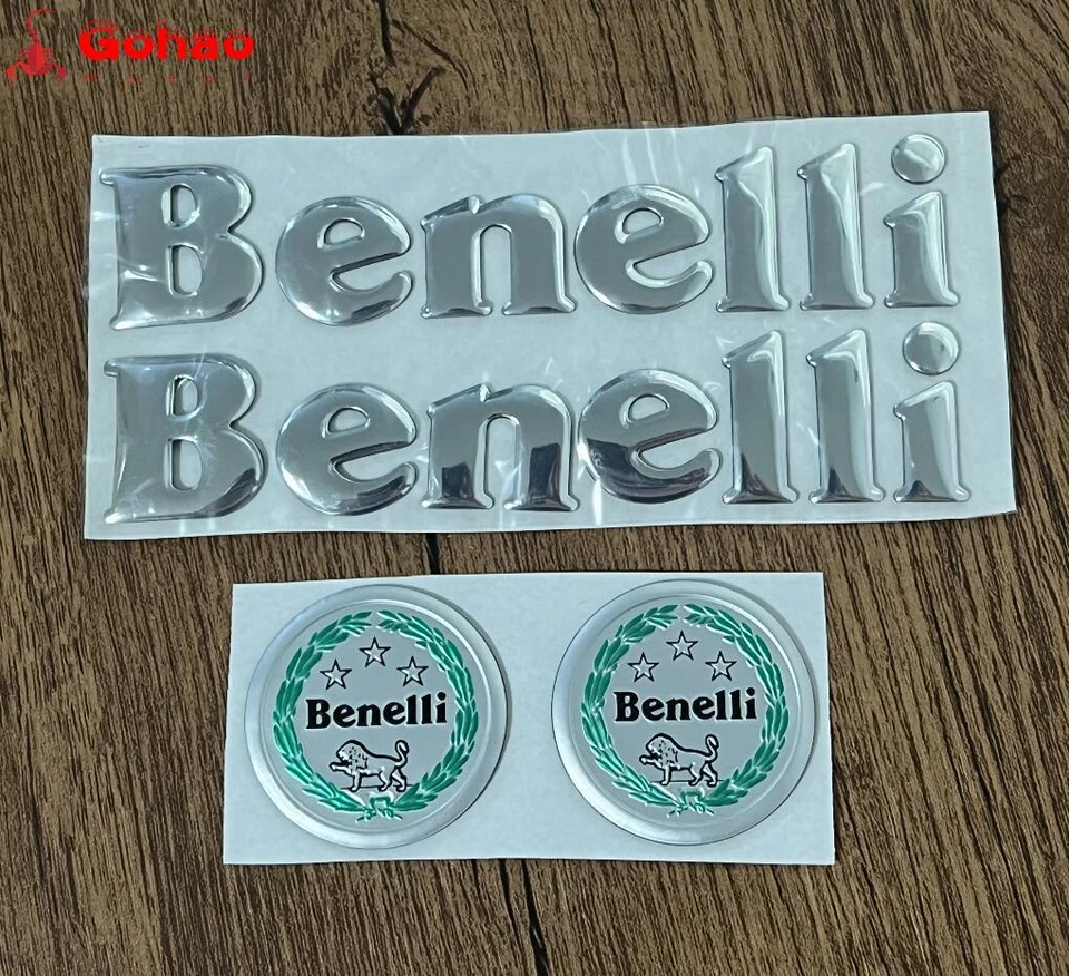 Juego de calcomanías insignia emblema Benelli plata bruta 4x para Tornado Leoncino BJ TNT BN Foto 2 de 4