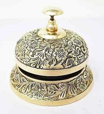 Ornate Vintage Solid Brass Hotel Counter Bell Call Bell Services Bell - Image 1 of 3