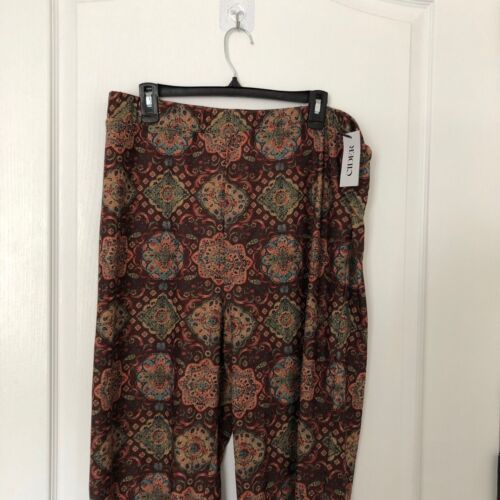 Pantalone donna Sidro fantasia boho floreale gamba larga pull-on taglia 2XL marrone nuovo con etichette - Foto 3 di 10
