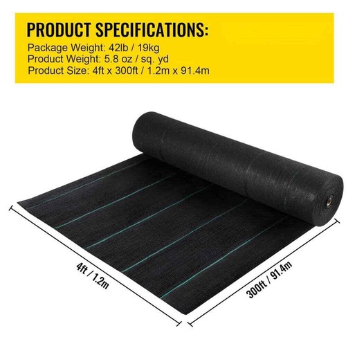 4 ft. x 300 ft. Weed Barrier 5.8 oz. Landscape Fabric Heavy-Duty Woven Grass Con - Picture 7 of 8