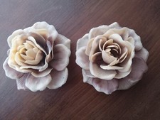 Vintage Bluette Made in France Floral Blush Silk Roses Shoe Clips