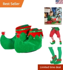 Versatile Red & Green Costume Elf Shoes - Perfect Slippers for Festive Cheer