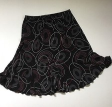 Vintage Black Flutter Geometric Skirt Y2K Retro Stretch Petite M Whimsigoth