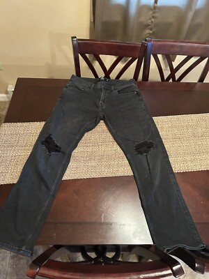Hollister Men’s Slim Straight Epic Flex Black Distressed Jeans W31 L32 