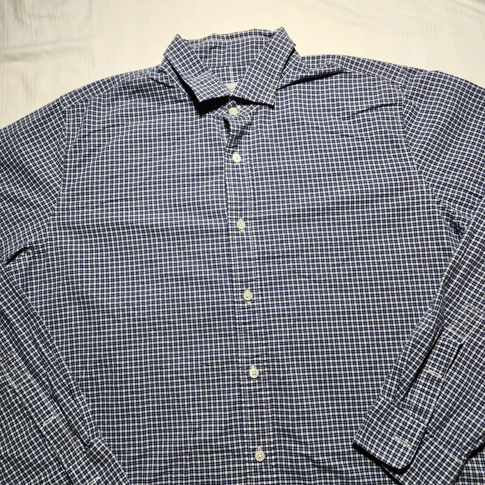 Jack Spade Shirt Mens XXL Blue White Plaid Button Up Long Sleeve 100% Cotton - Image 2 of 4