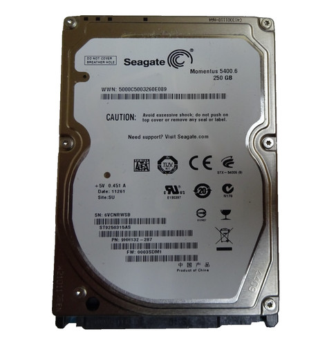 250 GB SATA HDD SEAGATE Momentus 5400.6 ST9250315AS S/N: 6VCNRWSB 2,5 " #NFP1120