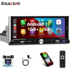 Android 15 Single 1 DIN 6.9" 1+32GB Carplay Car Radio Touch Screen GPS + Camera