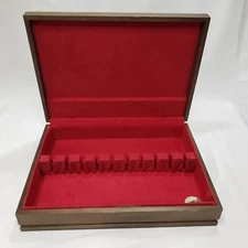 McGraw Silverware Chest Wood Box Tarnish-Proof Flatware Storage Red Velvet Lined