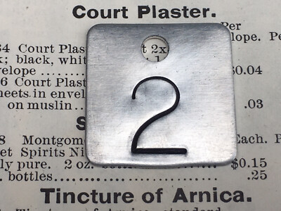 Number 2 Tag Aluminum Metal Cattle Tag Keychain Stamped Token Fob Check