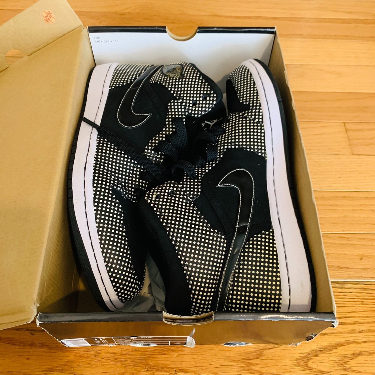 Nike Jordan 1 Retro Polka Dot Black White 136065-011 Size