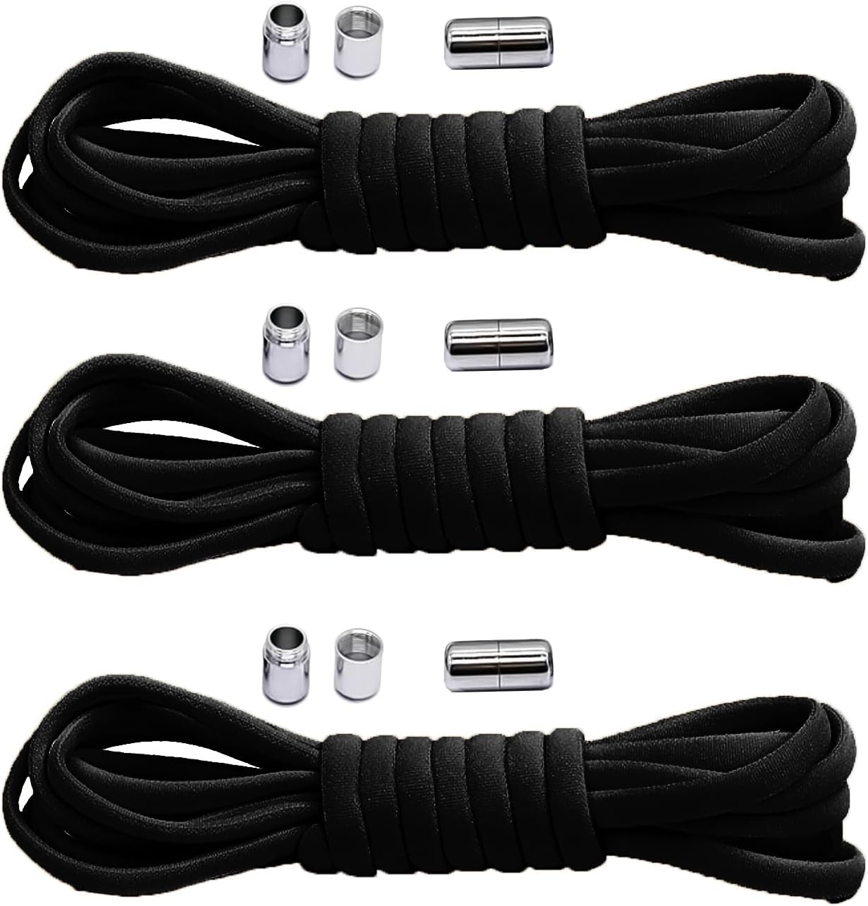 3-Pair No-Tie Elastic Shoelaces Replacement in White for Easy Wear