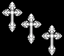 Damask Cross Three 5" White Graphic Vinyl Decal Car Truck Window laptop notebook