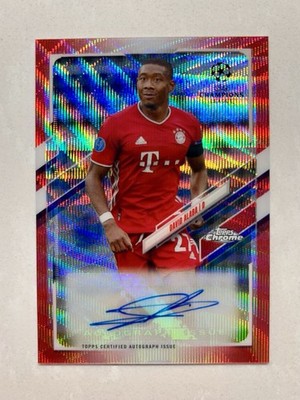 2020-21 Topps Chrome UCL Red Wave Ref. Auto #/5 David Alaba! Color Match!  