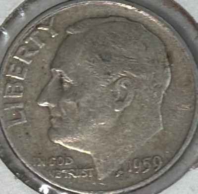 1959 D Roosevelt Dime 90% Silver **Free Shipping**