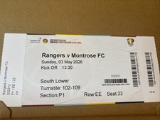 Rangers v Montrose Women&rsquo;s SC Semi Final Ticket, Mint Unused 3/5/2026