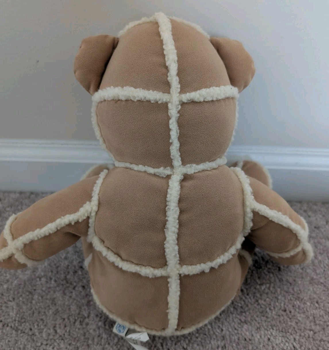 Pottery Barn Kids Patchwork Faux Suede Sherpa Fleece Teddy Bear Plush Doll