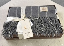 NEW Italy Luxury Home WOOL  CASHMERE Blend Throw Gray 50 X 60