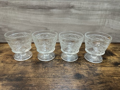 Vintage Clear Cut Glass Footed Dessert Cups Set of 4