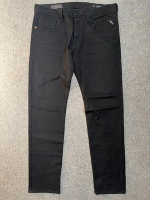 BNWOT Replay Anbass Hyperflex Black Denim Designer Mens Jeans | 36W 32L