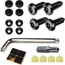 4 Set Black Anti Theft License Plate Screws Kits, Rustproof Stainless Steel Car