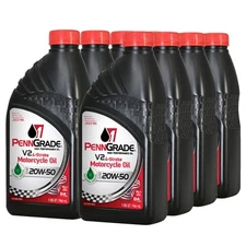 PennGrade 1 Conventional V2 4-Stroke Motorcycle Oil 71576, 20W50, 8 Quarts