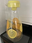 Vintage Pyrex Clear Glass Orange Lemonade Carafe 1.5 Quart W Lid