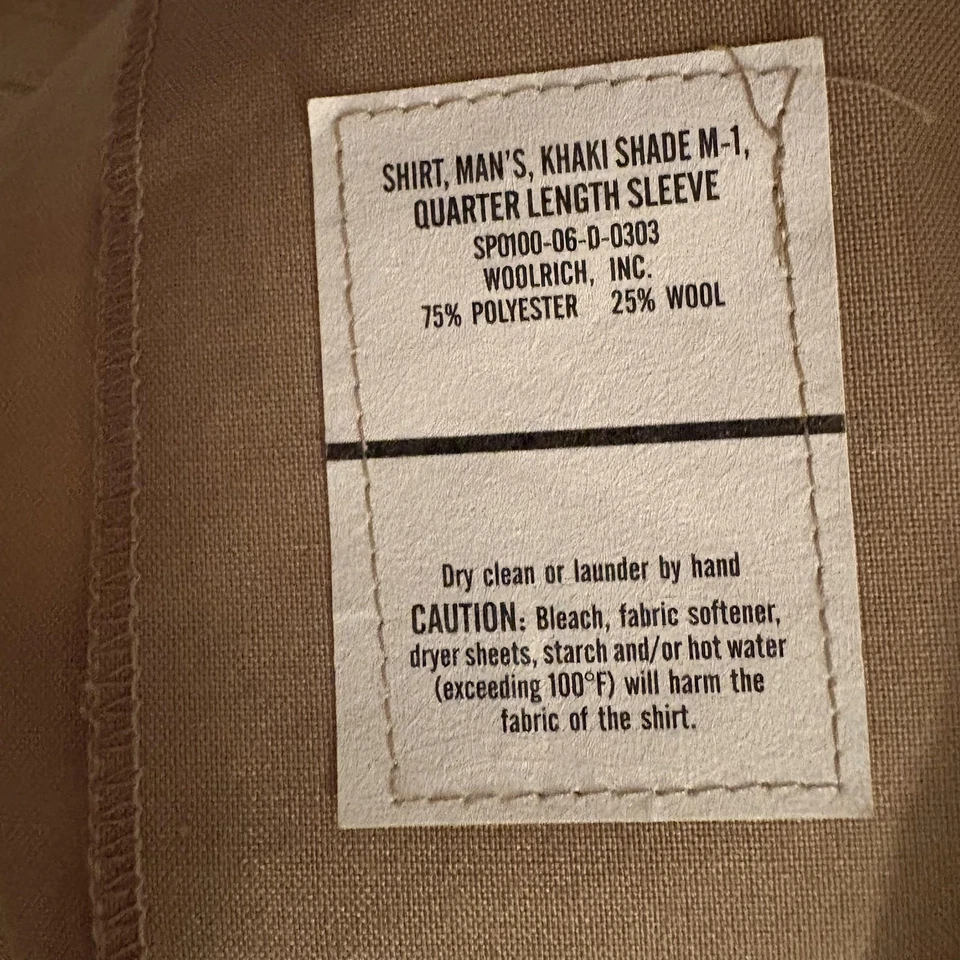 Woolrich Valor DSCP Shirt Mens M Khaki Wool Blend Military Workwear Made in USA - Image 2 of 4