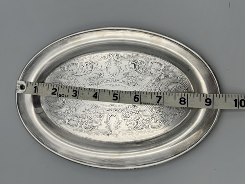 Eales 1779 Leonard Silverplate Oval Engraved Serving Tray 9.5” Vintage - Picture 4 of 10