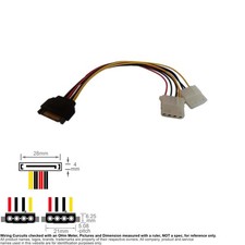 Cable Internal DC Power SATA Male IDE Female 8" x2 Dual Splitter Y-Cable