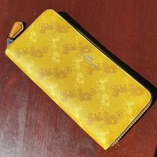 NWT Coach accordion zip wallet Yellow Silver Horse and Carriage Slim wallet