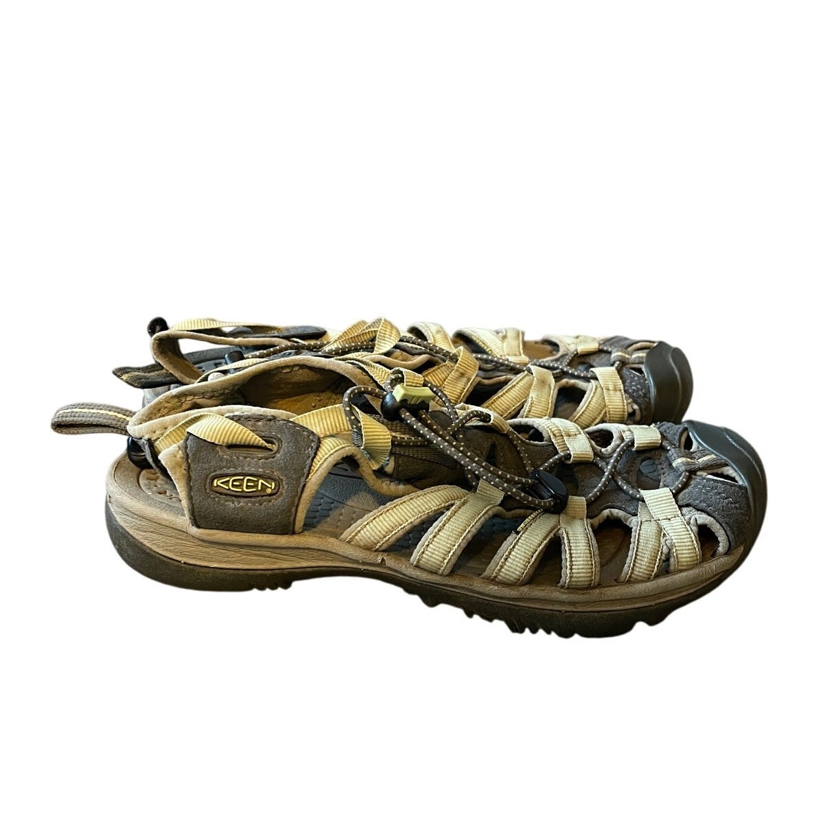 Keen Donna 7.5 Whisper Sandali da Escursionismo Campeggio Outdoor Scarpe da Acqua Grigio Giallo