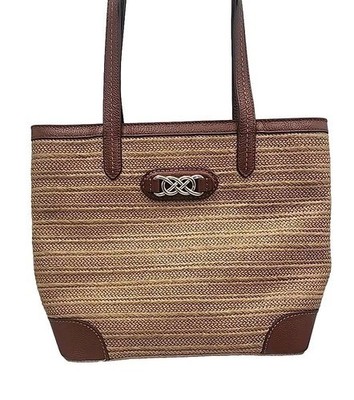 BRIGHTON  TARA TOTE RAFFIA STRAW & BOURBON LEATHER HANDBAG  Bag