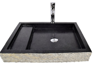 Aufsatzwaschbecken aus Marmor *KOTAK TRAP Black 60x40x10 C INDUSTONE