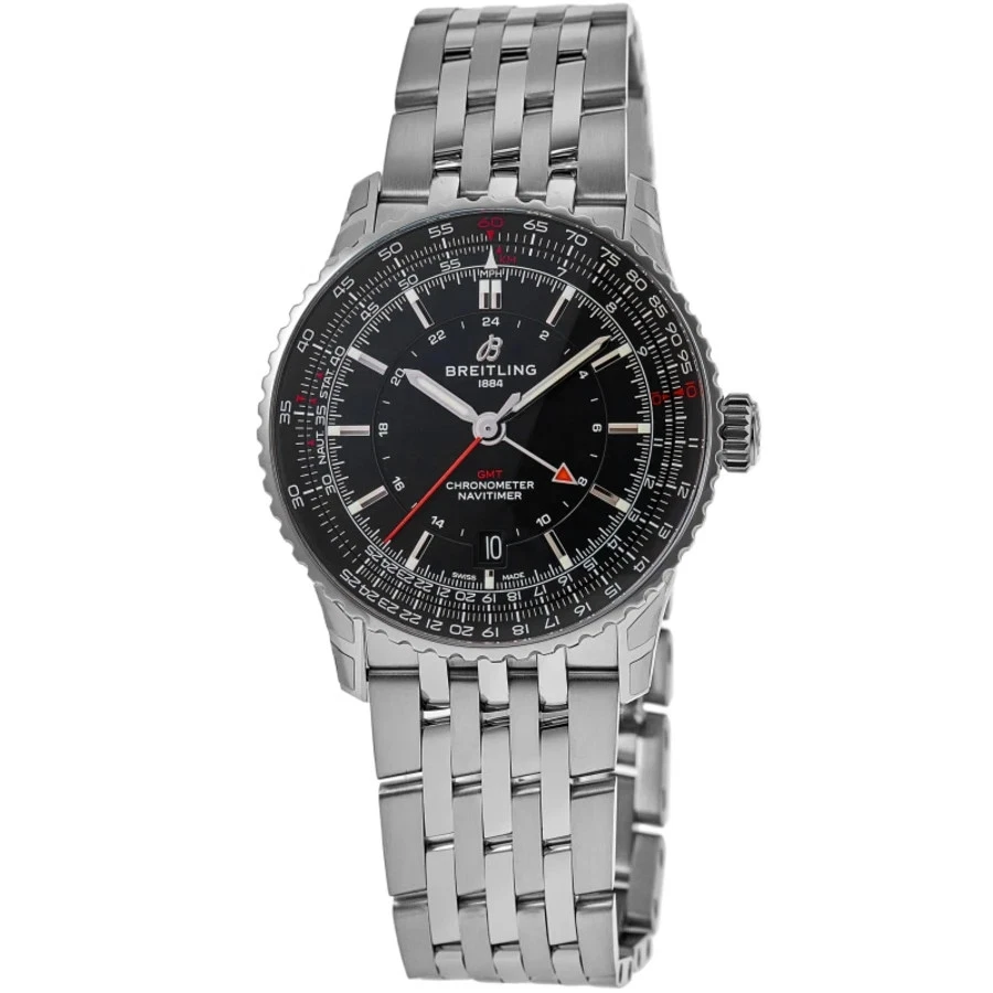 Nuevo reloj Breitling Navitimer automático 41 GMT esfera negra para hombre A32310251B1A1