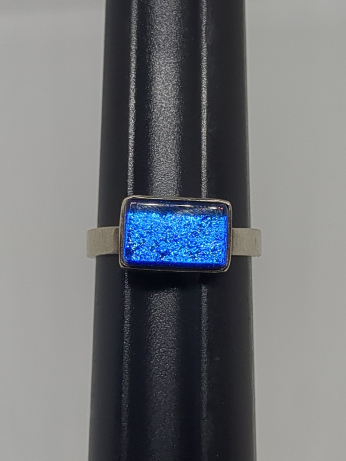 Signed Sterling Silver 925 Rectangular Blue Glass… - image 6