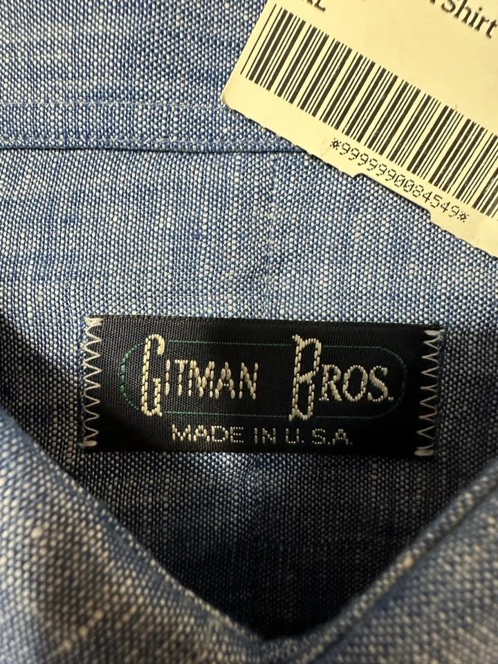 Gitman Bros Vintage Linen Shirt Mens 2XL Blue Long Sleeve Button Down NEW - Image 2 of 4