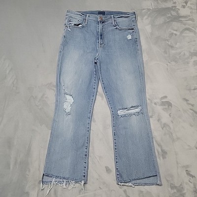Mother Jeans Womens 31 Blue Insider Crop Step Fray Chatterbox Made In USA