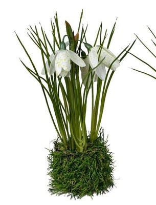 Schachbrettblume weiß auf Grassockel H. 23cm Formano Kunstblumen F26