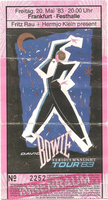 David Bowie  Serious Moonlight Tour 1983  Ticket / Konzertkarte / Eintrittskarte