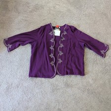 Bob Mackie Wearable Art Purple Cardigan Silver Beaded Trim NWT Size 3X